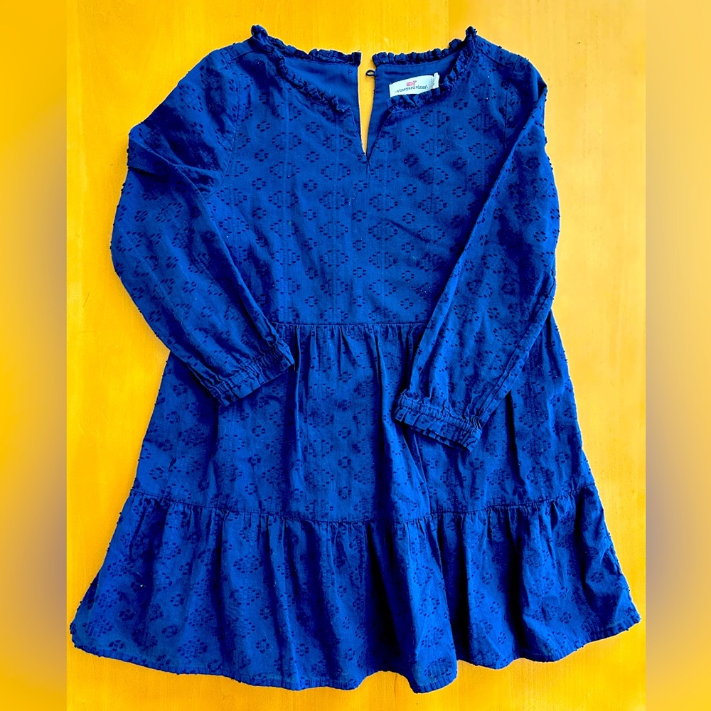 Vineyard Vines, Navy blue girls tiered dress, size XS (5-6)
